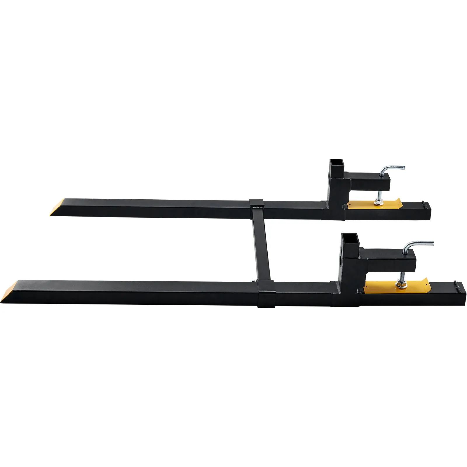 VEVOR Pallet Forks, 2000 lbs Tractor Bucket Forks, 60" Total Length Clamp on Pallet Forks with Adjustable Stabilizer bar, Heavy Duty Pallet Forks for Tractor Attachments, Skid Steer, Loader Bucket