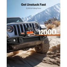 VEVOR Electric Winch, 12000 lbs Load Capacity, 12V DC Truck Winch with Φ0.36 in x 75.5 ft Synthetic Rope, Wireless & Wired Remote Control, IP55 Waterproof for Towing Off-Road SUV Jeep Trailer Boat