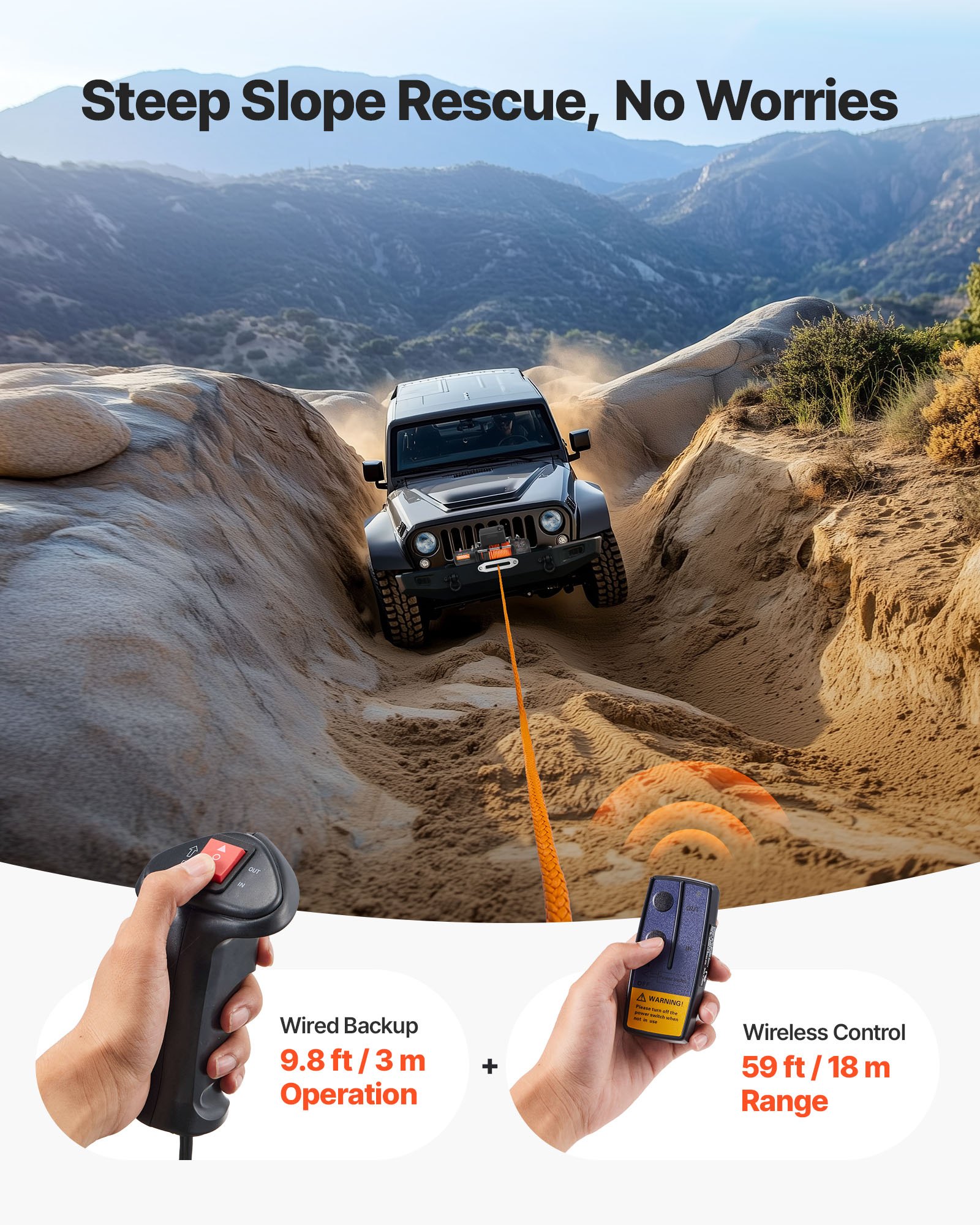 VEVOR Electric Winch, 12000 lbs Load Capacity, 12V DC Truck Winch with Φ0.36 in x 75.5 ft Synthetic Rope, Wireless & Wired Remote Control, IP55 Waterproof for Towing Off-Road SUV Jeep Trailer Boat