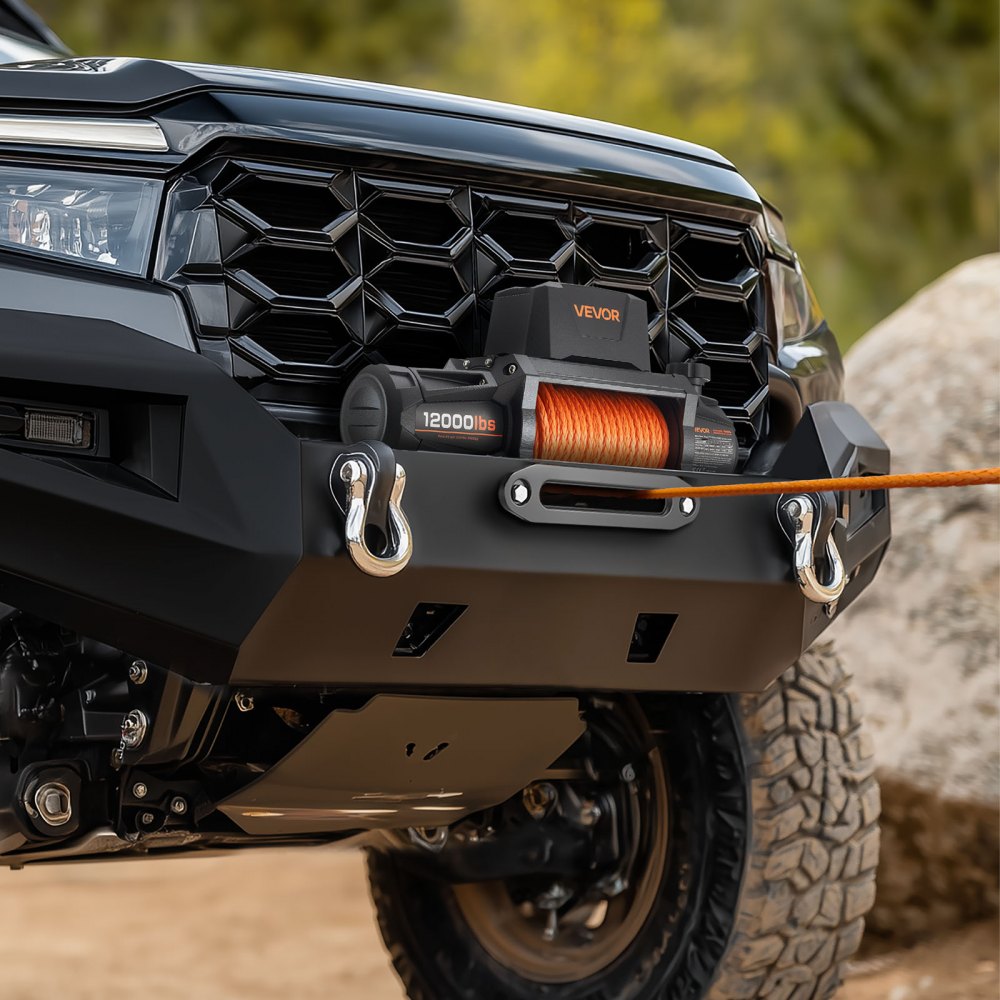 VEVOR Electric Winch, 12000 lbs Load Capacity, 12V DC Truck Winch with Φ3/8 in x 92 ft Synthetic Rope, Wireless & Wired Remote Control, IP67 Waterproof for Towing Off-Road SUV Jeep Trailer Boat