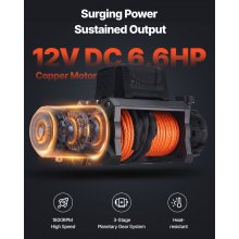 VEVOR Electric Winch, 12000 lbs Load Capacity, 12V DC Truck Winch with Φ3/8 in x 92 ft Synthetic Rope, Wireless & Wired Remote Control, IP67 Waterproof for Towing Off-Road SUV Jeep Trailer Boat