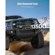 VEVOR Electric Winch, 13500 lbs Load Capacity, 12V DC Truck Winch with Φ3/8 in x 85 ft Synthetic Rope, Wireless & Wired Remote Control, IP55 Waterproof for Towing Off-Road SUV Jeep Trailer Boat