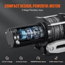 VEVOR Electric Winch, 12V 4500 lb Load Capacity Nylon Rope Winch, IP55 1/4” x 39ft ATV UTV Winch with Wireless Handheld Remote & Hawse Fairlead for Towing Jeep Off-Road SUV Truck Car Trailer Boat