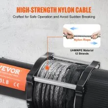 VEVOR Electric Winch, 12V 4500 lb Load Capacity Nylon Rope Winch, IP55 1/4” x 39ft ATV UTV Winch with Wireless Handheld Remote & Hawse Fairlead for Towing Jeep Off-Road SUV Truck Car Trailer Boat