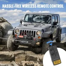 VEVOR Electric Winch, 12V 4500 lb Load Capacity Nylon Rope Winch, IP55 1/4” x 39ft ATV UTV Winch with Wireless Handheld Remote & Hawse Fairlead for Towing Jeep Off-Road SUV Truck Car Trailer Boat