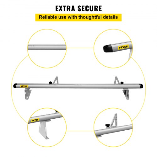 VEVOR Van Roof Ladder Rack, 2 Bars, 661 LBS Capacity, Heavy Duty Aluminum Roof Rack Cross Bar with Ladder Stopper, Compatible with NV 2012-On, for Kayak Canoe Lumber Pipe Cargo, White