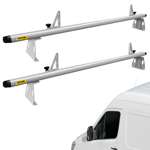 VEVOR Van Roof Ladder Rack, 2 Bars, 661 LBS Capacity, Heavy Duty Aluminum Roof Rack Cross Bar with Ladder Stopper, Compatible with NV 2012-On, for Kayak Canoe Lumber Pipe Cargo, White