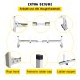 VEVOR Van Ladder Roof Racks, 3 Bars, 750 LBS Capacity, Adjustable Matte Coating Van Rack with Ladder Stoppers, Compatible with Chevy Express Fullsize Van 1996-Up, White