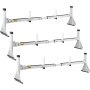 VEVOR van ladder roof racks in white with adjustable supports and rubber end caps.