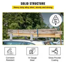 VEVOR Van Roof Ladder Rack, 2 Bars, 331 LBS Capacity, 46.5\"-68.1\" Adjustable Steel Roof Racks, Compatible with Chevy Dodge Ford GMC Express Savana, Universal Design, White