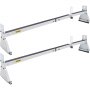 VEVOR Van Roof Ladder Rack, 2 Bars, 331 LBS Capacity, 52\"-63.8\" Adjustable Steel Roof Rack Cross Bar with Ladder Stoppers, Fit Vans with Rain Gutters, for Kayak Canoe Lumber Pipe Cargo,, White