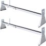 VEVOR Van Roof Ladder Rack, 2 Bars, 331 LBS Capacity, 52\"-63.8\" Adjustable Steel Roof Rack Cross Bar with Ladder Stoppers, Fit Vans with Rain Gutters, for Kayak Canoe Lumber Pipe Cargo,, White