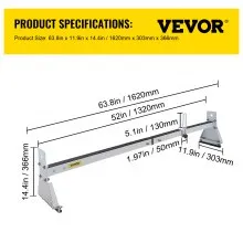 VEVOR Van Roof Ladder Rack, 2 Bars, 331 LBS Capacity, 52"-63.8" Adjustable Steel Roof Rack Cross Bar with Ladder Stoppers, Fit Vans with Rain Gutters, for Kayak Canoe Lumber Pipe Cargo,, White