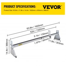 VEVOR Van Roof Ladder Rack, 2 Bars, 331 LBS Capacity, 52\"-63.8\" Adjustable Steel Roof Rack Cross Bar with Ladder Stoppers, Fit Vans with Rain Gutters, for Kayak Canoe Lumber Pipe Cargo,, White