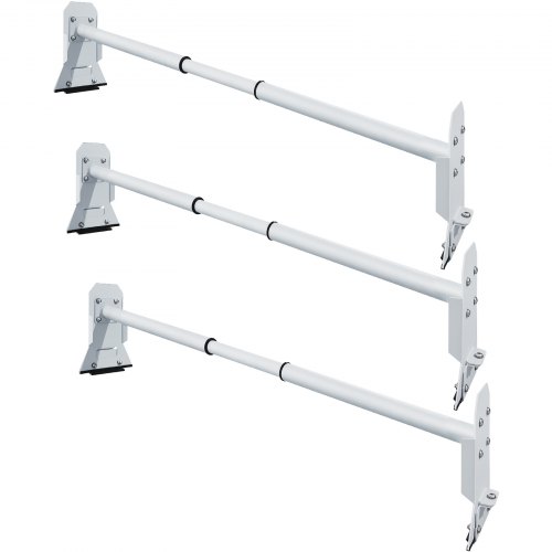 VEVOR Van Roof Ladder Rack, 3 Bars, 661 LBS Capacity, 46.5"-68.1" Adjustable Steel Roof Racks, Compatible with Chevy Dodge Ford GMC Express, White