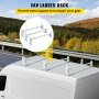VEVOR Porte-échelle de toit pour van, 3 barres, capacité de 661 lb, barres de toit réglables en acier de 46,5 à 68,1 pouces, compatible avec Chevy Dodge Ford GMC Express, blanc