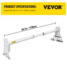VEVOR Van Roof Ladder Rack, 3 Bars, 661 LBS Capacity, 46.5\"-68.1\" Adjustable Steel Roof Racks, Compatible with Chevy Dodge Ford GMC Express, White