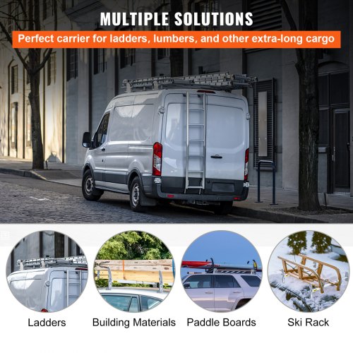 VEVOR Roof Ladder Rack Van Ladder Rack 34.6"-56" Adjustable 3 Bars 500 LBS White