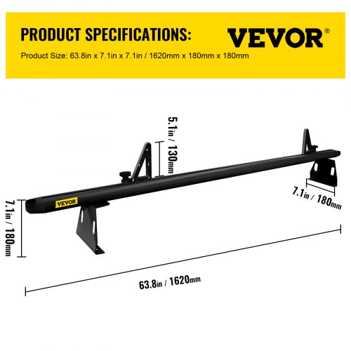 VEVOR Van Roof Ladder Rack, 2 Bars, 661 LBS Capacity, Heavy Duty Aluminum Roof Rack Cross Bar with Ladder Stopper, Compatible with Ford Transit Connect 2008-13, for Kayak Canoe Lumber Cargo, Black