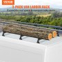 VEVOR Van Ladder Roof Racks, 3 Bars, 661 LBS Capacity, Adjustable Matte Coating Van Rack with Ladder Stoppers, Compatible with Chevy Express Fullsize Van 1996-Up, Black