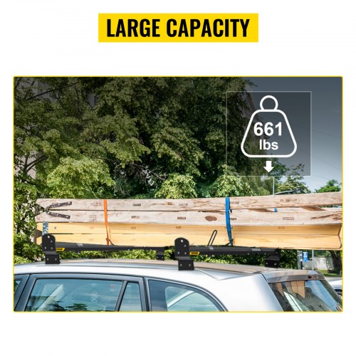 VEVOR Van Roof Ladder Rack, 2 Bars, 661 LBS Capacity, 55"-63" Adjustable Steel Roof Rack Cross Bar with Stopper, Fit 2003-2022 Chevy Express|2003-2022 GMC Savana, for Kayak Canoe Lumber Pipe Cargo