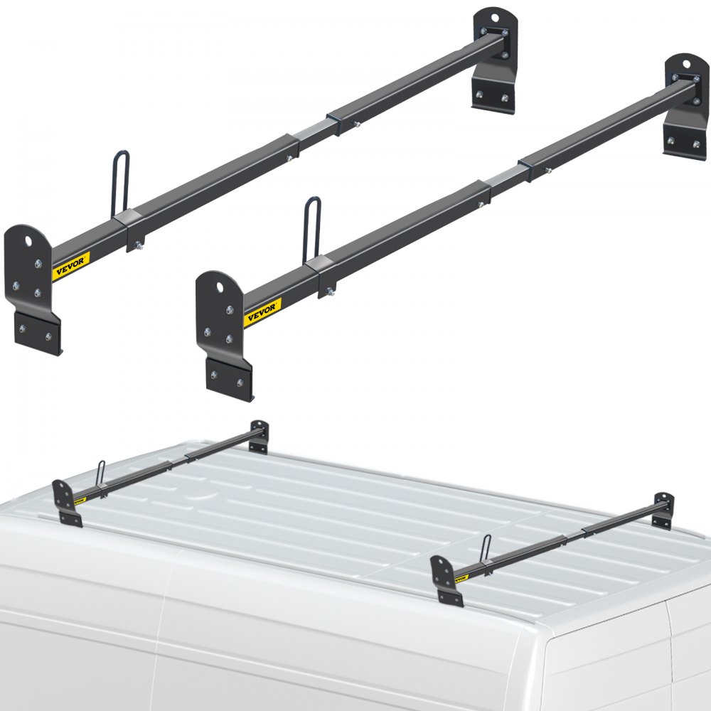 VEVOR Van Roof Ladder Rack, 2 Bars, 661 LBS Capacity, 55-63 Adjustable Steel Roof Rack Cross Bar with Stopper, Fit 2003-2022 Chevy Express|2003