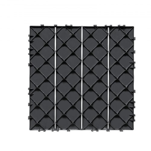 VEVOR Interlocking Deck Tiles 10-Pack, 12x12 Inch Plastic Waterproof Outdoor Flooring, All-Weather Patio Tiles For Porch, Poolside, Balcony & Backyard, Dark Grey