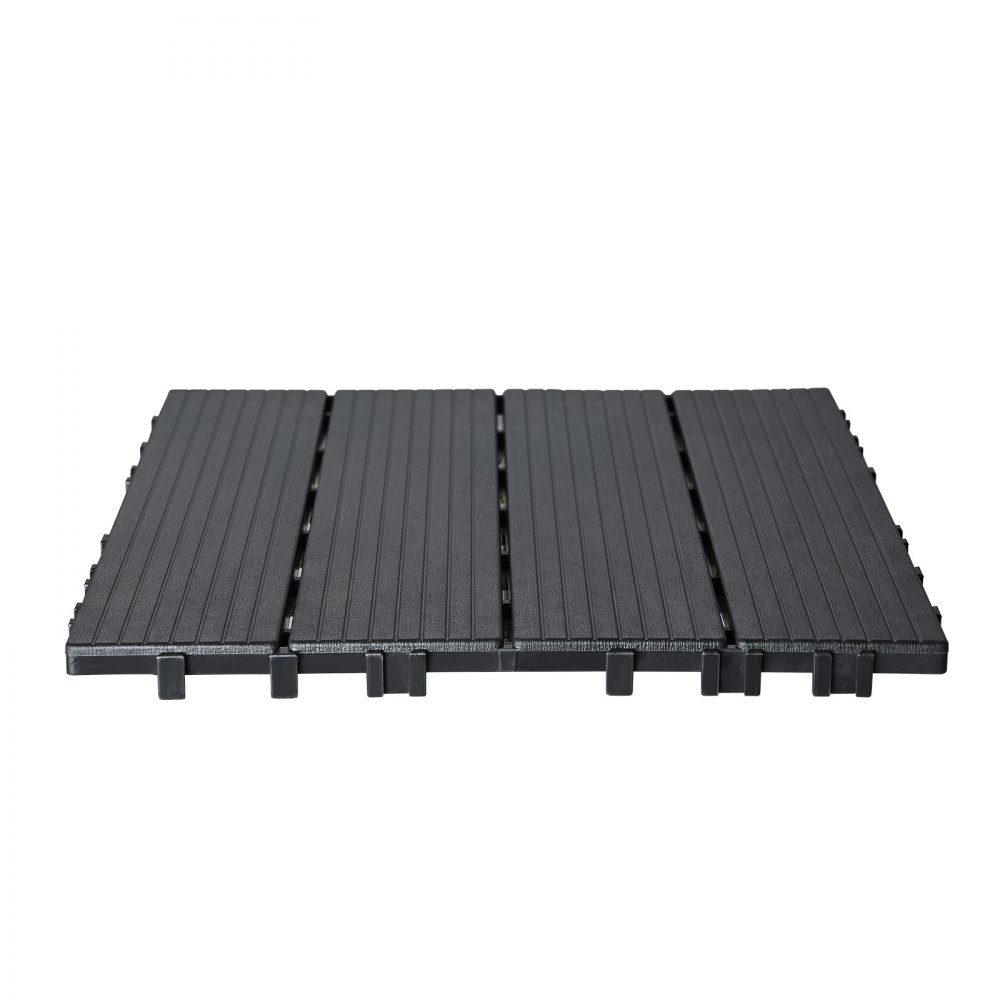 VEVOR Interlocking Deck Tiles, 10 Pack,12"x12" 10 sq. ft Plastic Waterproof Outdoor Flooring All Weather Use, Patio Floor Decking Covering Tiles for Porch Poolside Balcony Backyard, Dark Grey