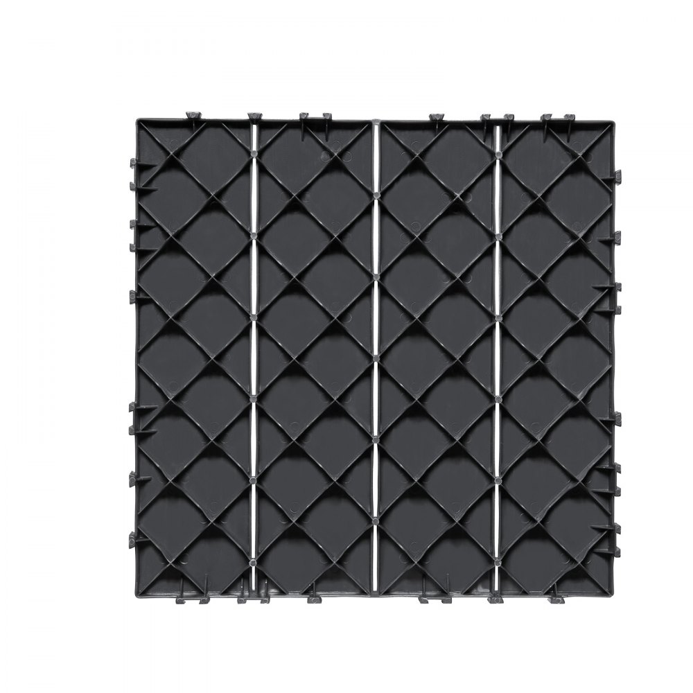 VEVOR Interlocking Deck Tiles, 10 Pack,12"x12" 10 sq. ft Plastic Waterproof Outdoor Flooring All Weather Use, Patio Floor Decking Covering Tiles for Porch Poolside Balcony Backyard, Dark Grey