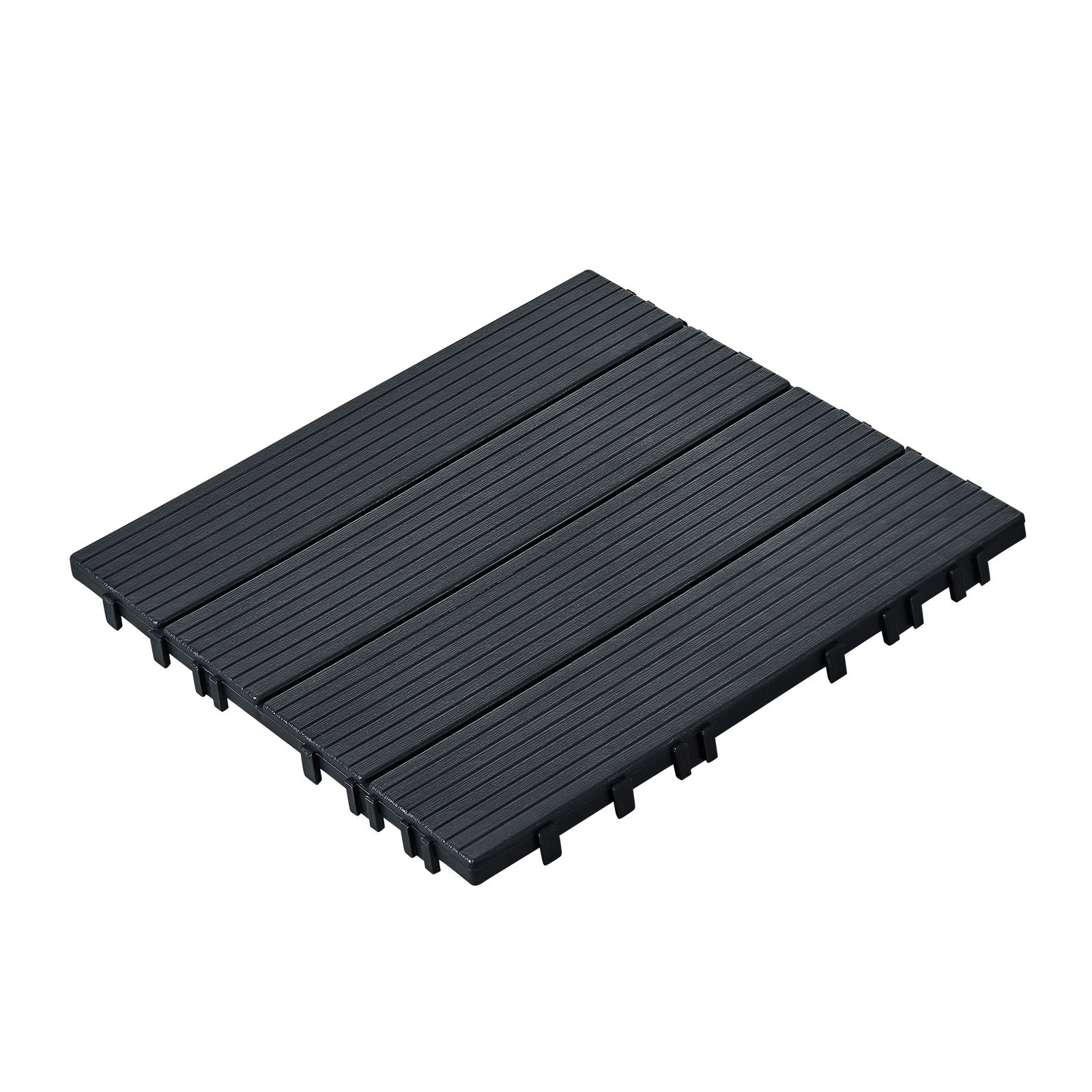 VEVOR Interlocking Deck Tiles, 10 Pack,12"x12" 10 sq. ft Plastic Waterproof Outdoor Flooring All Weather Use, Patio Floor Decking Covering Tiles for Porch Poolside Balcony Backyard, Dark Grey