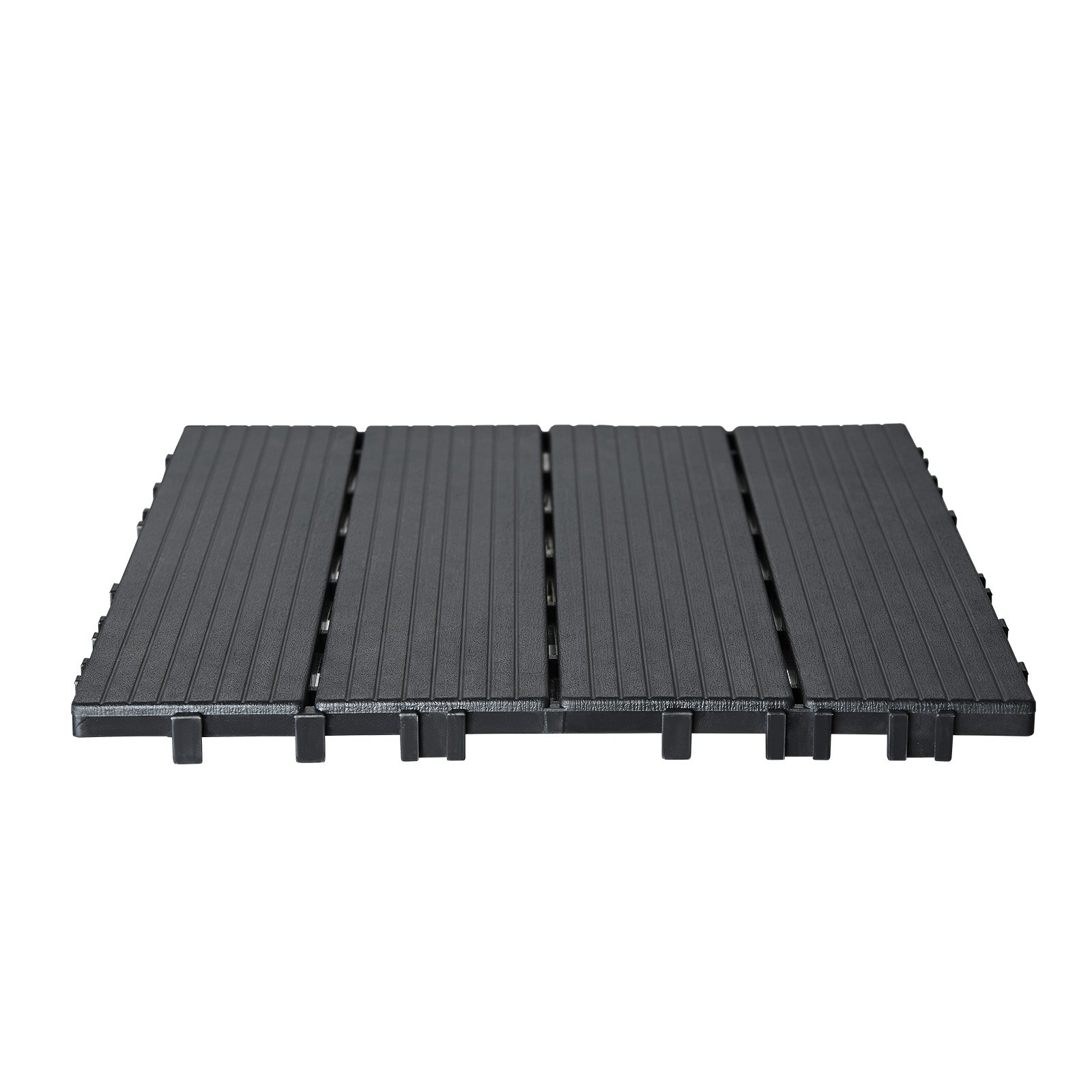 VEVOR Interlocking Deck Tiles, 10 Pack,12"x12" 10 sq. ft Plastic Waterproof Outdoor Flooring All Weather Use, Patio Floor Decking Covering Tiles for Porch Poolside Balcony Backyard, Dark Grey