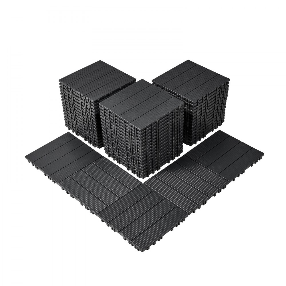 VEVOR Interlocking Deck Tiles 54 Pack 12"x12" Plastic for Porch Dark Grey