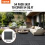 VEVOR Interlocking Deck Tiles 54 Pack 12"x12" Plastic for Porch Dark Grey