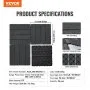 VEVOR Interlocking Deck Tiles, 54 Pack,12"x12" 54 sq. ft Plastic Waterproof Outdoor Flooring All Weather Use, Patio Floor Decking Covering Tiles for Porch Poolside Balcony Backyard, Dark Grey