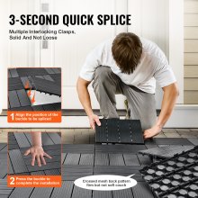 VEVOR Interlocking Deck Tiles 54 Pack 12"x12" Plastic for Porch Dark Grey