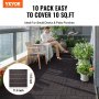 VEVOR Interlocking Deck Tiles, 10 Pack,12"x12" 10 sq. ft Plastic Waterproof Outdoor Flooring All Weather Use, Patio Floor Decking Covering Tiles for Porch Poolside Balcony Backyard, Dark Brown
