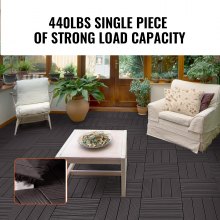 VEVOR Interlocking Deck Tiles 10 Pack 12"x12" Waterproof for Porch Dark Brown