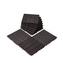 VEVOR Interlocking Deck Tiles 10 Pack 12"x12" Waterproof for Porch Dark Brown