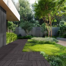 Baldosas entrelazadas VEVOR para terraza (paquete de 10), 29,5 x 29,5 cm, impermeables, para porche, color marrón oscuro