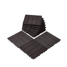 Baldosas entrelazadas VEVOR para terraza (paquete de 10), 29,5 x 29,5 cm, impermeables, para porche, color marrón oscuro