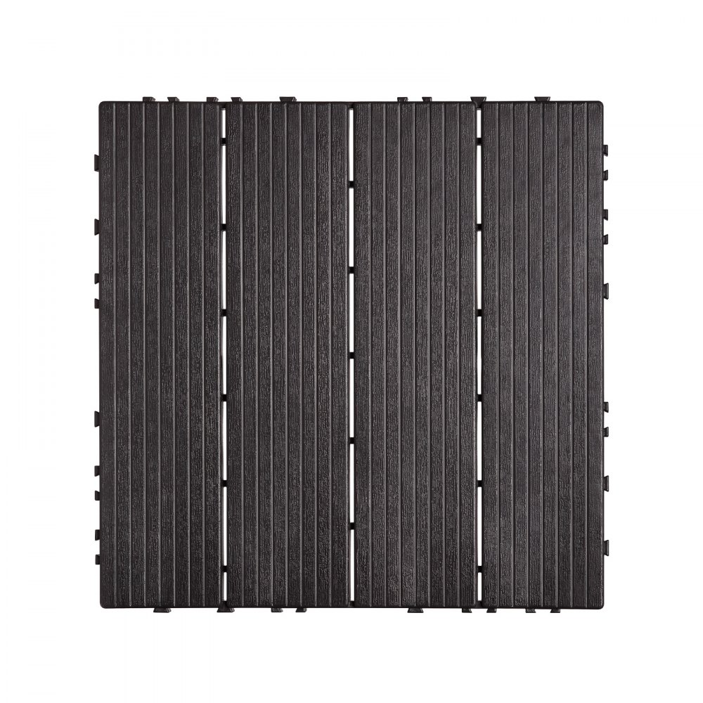 VEVOR Interlocking Deck Tiles, 36 Pack,11.6"x11.6" 36 sq. ft Plastic Waterproof Outdoor Flooring All Weather Use, Patio Floor Decking Covering Tiles for Porch Poolside Balcony Backyard, Dark Brown
