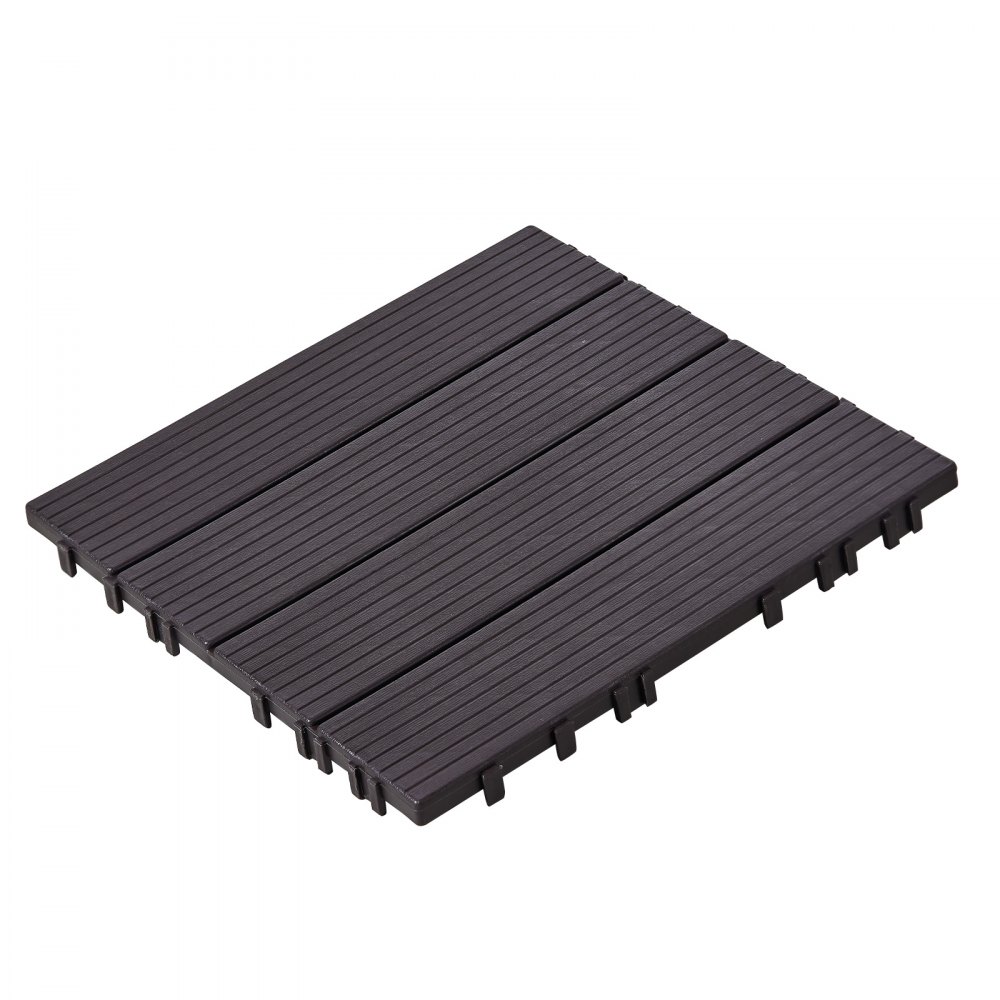 VEVOR Interlocking Deck Tiles, 36 Pack,11.6"x11.6" 36 sq. ft Plastic Waterproof Outdoor Flooring All Weather Use, Patio Floor Decking Covering Tiles for Porch Poolside Balcony Backyard, Dark Brown
