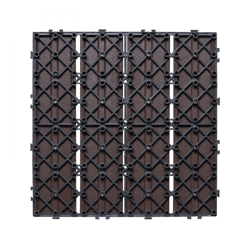 VEVOR Interlocking Deck Tiles Plastic Wood, 27 Pack,12"x12" 27 sq. ft Waterproof Outdoor Flooring All Weather Use, Patio Floor Decking Covering Tiles for Porch Poolside Balcony Backyard, Dark Brown