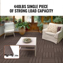 VEVOR Interlocking Deck Tiles Plastic Wood 27 Pack 12"x12" Waterproof for Porch