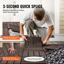 VEVOR Interlocking Deck Tiles Plastic Wood 27 Pack 12"x12" Waterproof for Porch