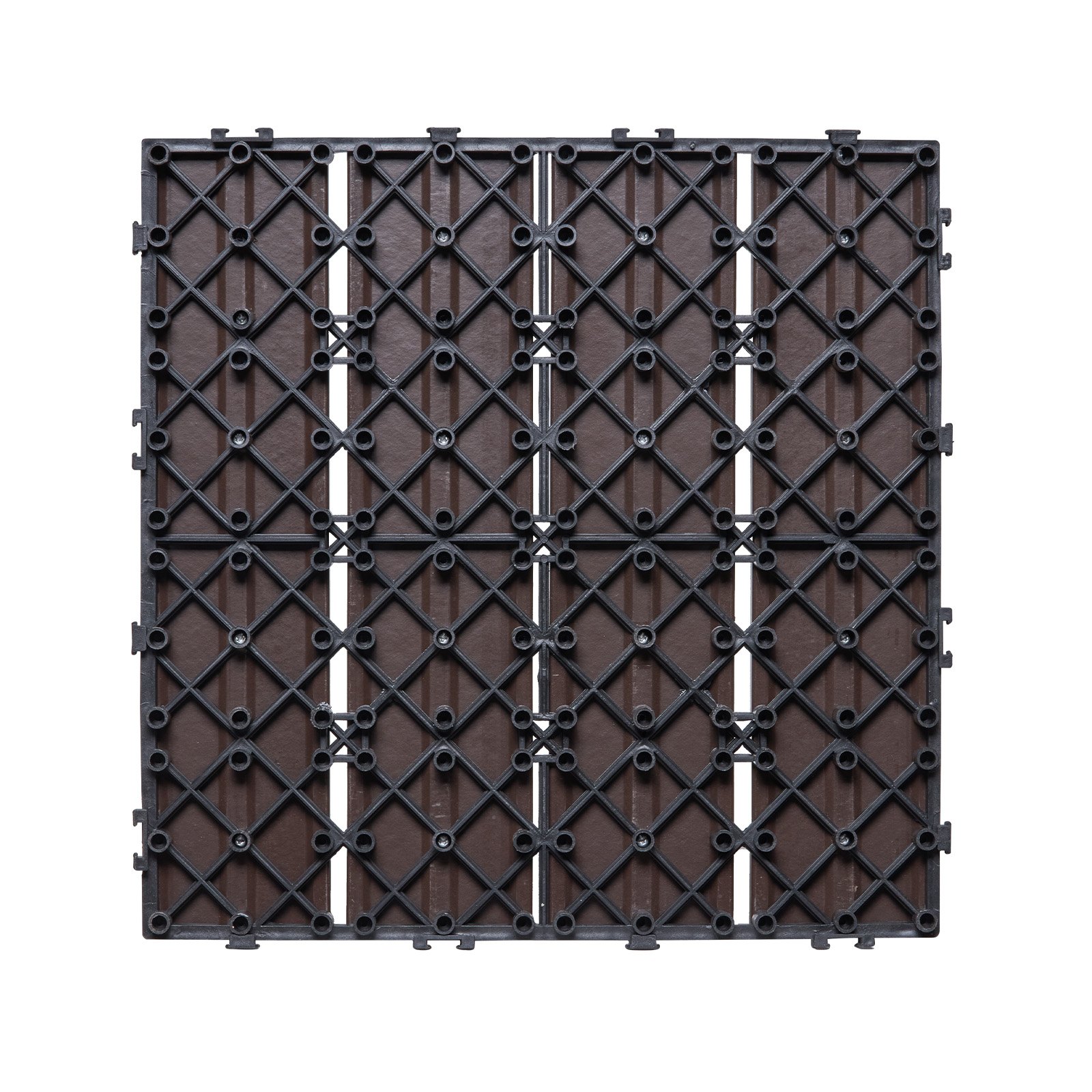 VEVOR Interlocking Deck Tiles Plastic Wood, 27 Pack,12"x12" 27 sq. ft Waterproof Outdoor Flooring All Weather Use, Patio Floor Decking Covering Tiles for Porch Poolside Balcony Backyard, Dark Brown