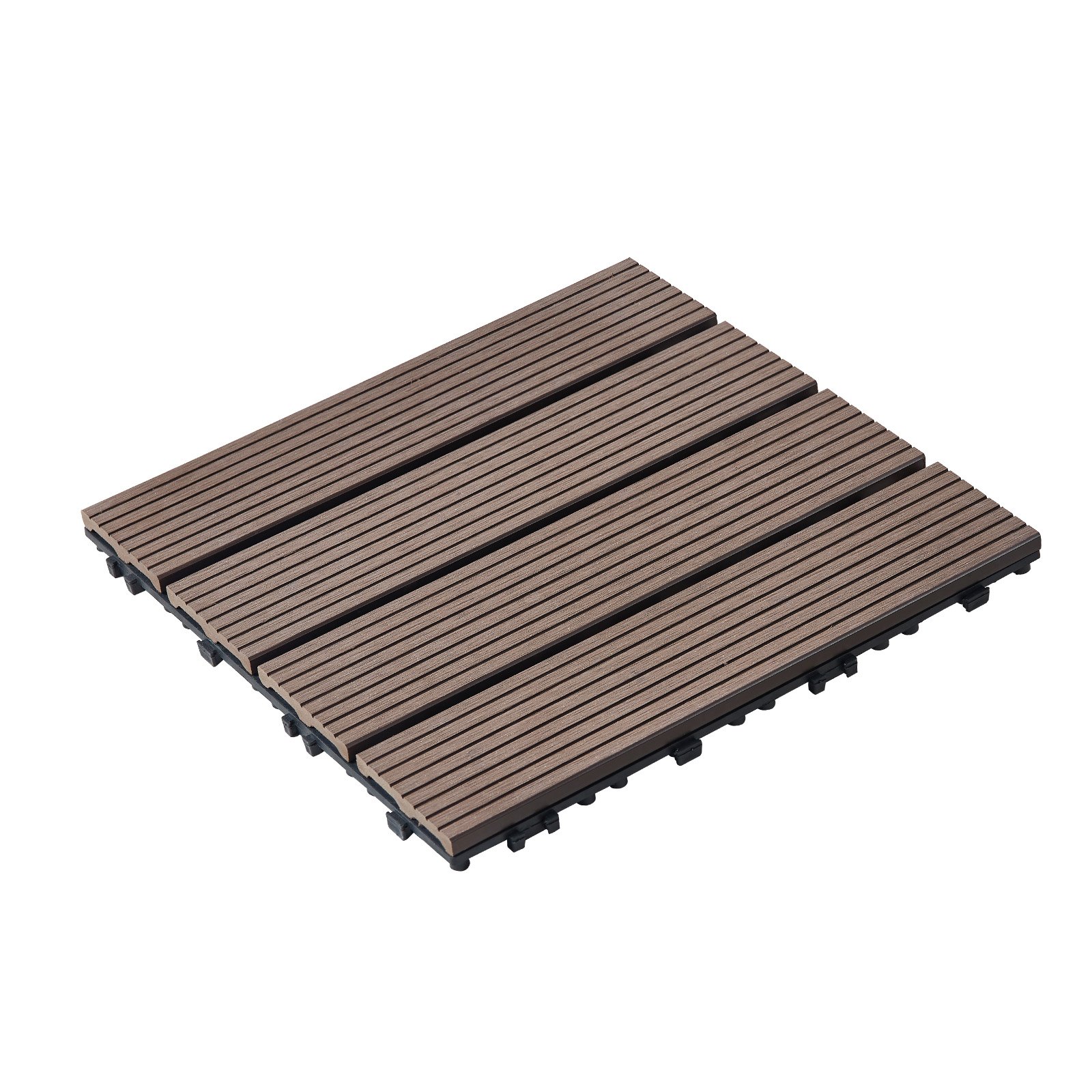 VEVOR Interlocking Deck Tiles Plastic Wood, 10 Pack,12"x12" 10 sq. ft Waterproof Outdoor Flooring All Weather Use, Patio Floor Decking Covering Tiles for Porch Poolside Balcony Backyard, Dark Brown