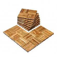 VEVOR Interlocking Deck Tiles Solid Wood 10 Pack 12"x12" Camphor Pine for Porch