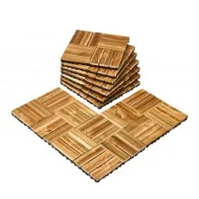 VEVOR Interlocking Deck Tiles Solid Wood 10 Pack 11.6" x 11.6" Camphor Pine for Porch