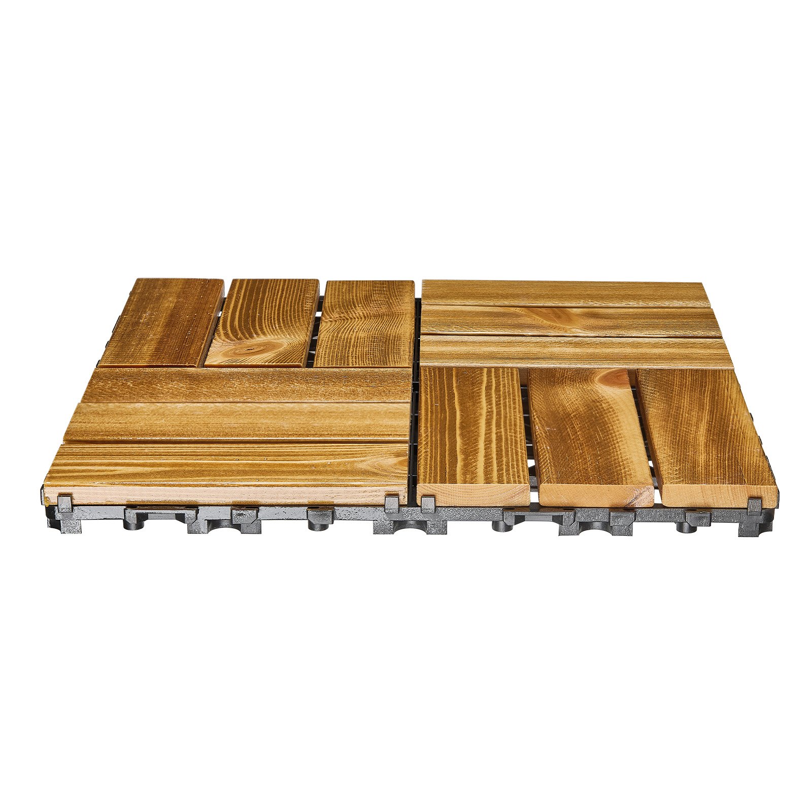 VEVOR Interlocking Deck Tiles Solid Wood 10 Pack 12"x12" Camphor Pine for Porch
